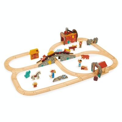 Mentari Holzspielzeug Goldmine Eisenbahnset für Kinder