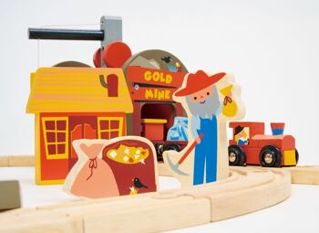 Mentari jouet en bois train de mine d'or pour enfants 5