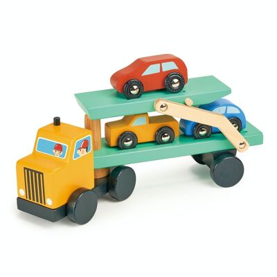 Mentari Trasportatore di veicoli giocattolo in legno per bambini