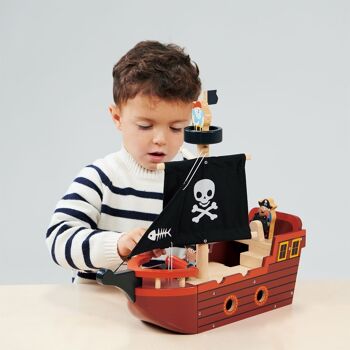 Mentari jouet en bois Fishbones bateau pirate pour enfants 2