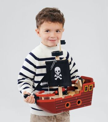 Mentari jouet en bois Fishbones bateau pirate pour enfants 4