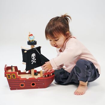 Mentari jouet en bois Fishbones bateau pirate pour enfants 5