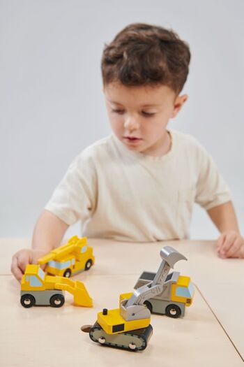 Véhicules de construction de jouets en bois Mentari pour enfants 4