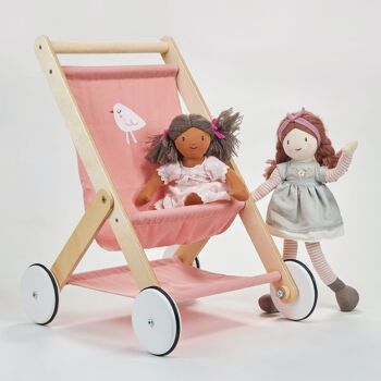 Poussette de poupée en bois Mentari pour enfants 2