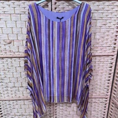 Italian Silk Blouse for Women with Striped Design and One Size