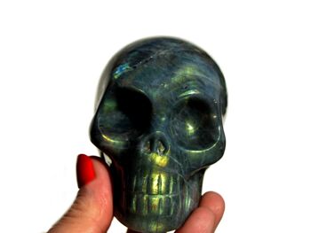Crâne en cristal de Labradorite sculpté à la main 4