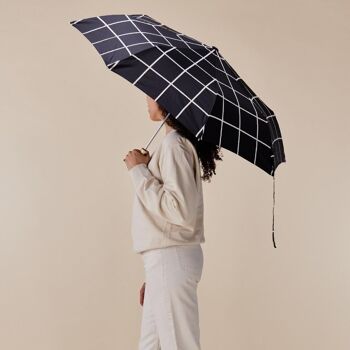 Umbrella Black Grid Parapluie compact et résistant au vent respectueux de l'environnement 5