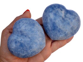 Grand coeur en cristal de calcite bleue (70 mm) 2