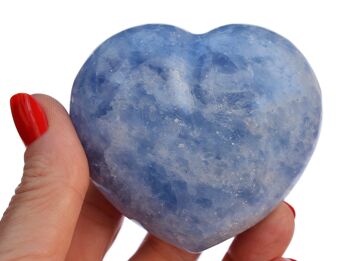 Grand coeur en cristal de calcite bleue (70 mm) 5