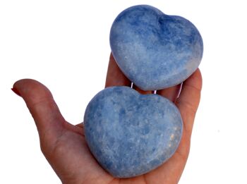 Grand coeur en cristal de calcite bleue (70 mm) 6