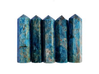 Lot de 5 obélisques en cristal d'apatite bleue (95 mm) 5
