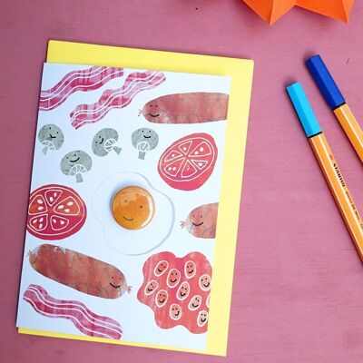 Happy Breakfast - Greeting card with badge
