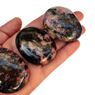 Natural Rhodonite Palm Stone (40mm - 70mm)