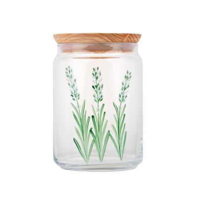 Glass jar 1L and wooden lid - Lavender White