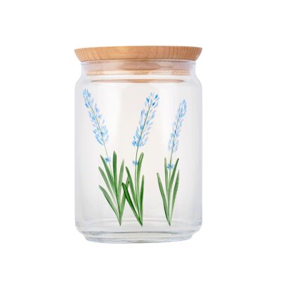 Glass jar 1L and wooden lid - Blue Lavender