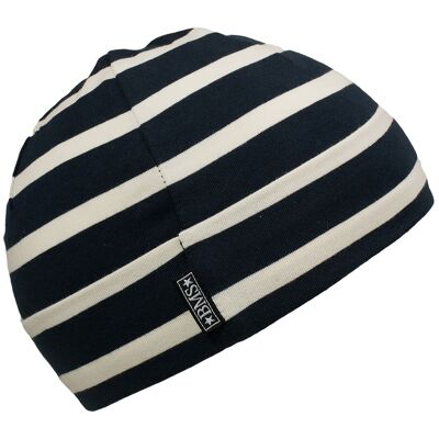 Gorro de algodón BIO para niño azul marino/blanco