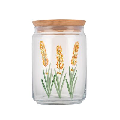 Glass jar 1L and wooden lid - Yellow Lavender