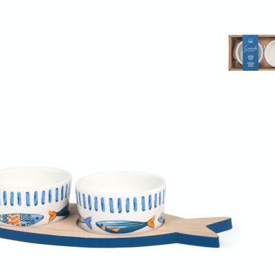 Set de bols Seaside avec base en bambou