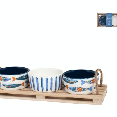 Seaside set of 3 bowls with tray ø 8.5 cm