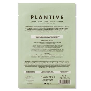 Masque biodégradable pour le visage Plantive Desert Plant Therapy 🌵 4