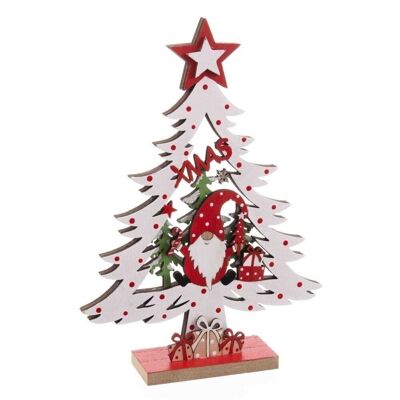 CHRISTMAS - RED WOODEN SANTA TREE CT721522