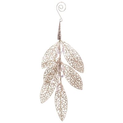 CHRISTMAS - BRANCH LEAVES PLASTIC PENDANT SILVER CT720709