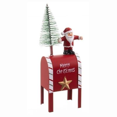 CHRISTMAS - TREE AND SANTA METAL MAILBOX CT721530