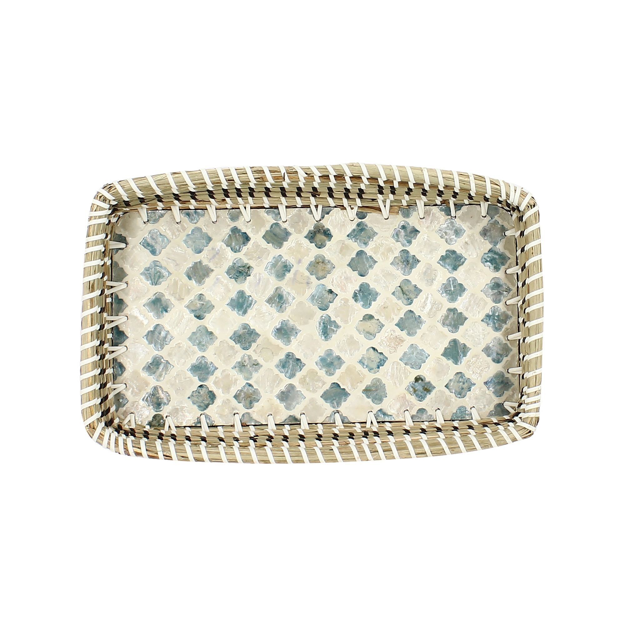 Vassoio rettangolare in posidonia e madreperla 32x19cm PAROS