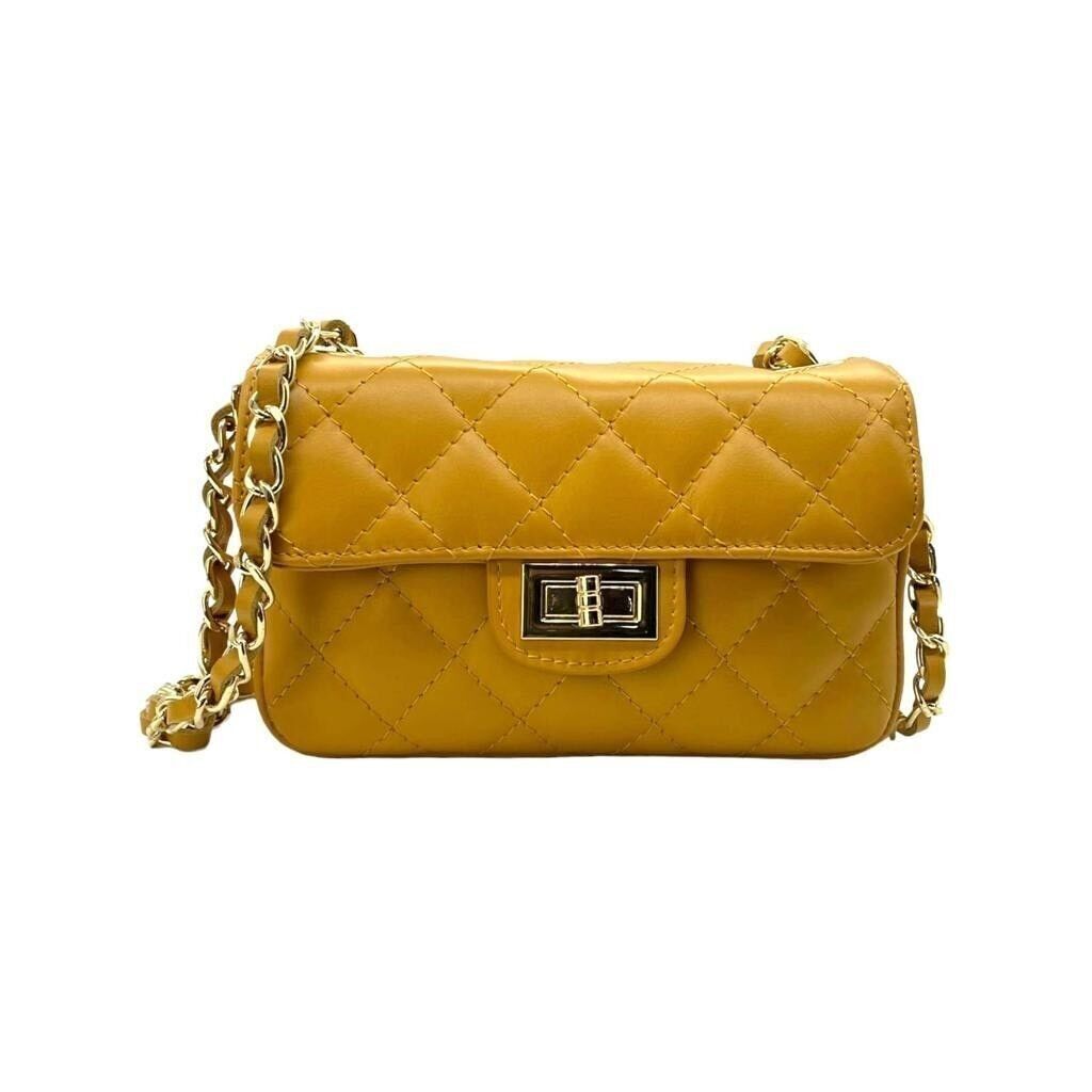 Quilted Natural Leather Bag for Women with Flap