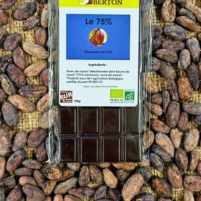 Le 75% tablette chocolat noir de 100g