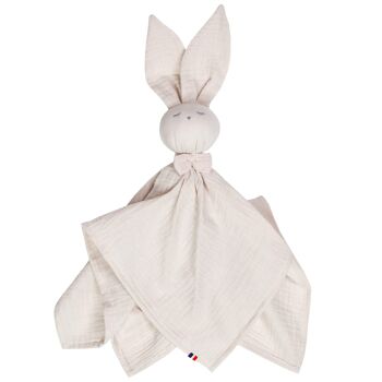 Doudou plat Lapin personnalisable, Beige, Fabriqué en France 2