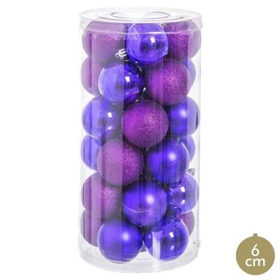 NAVIDAD - S/30 BOLAS BRILLO-MATE-PURPURINA MORADO CT59067