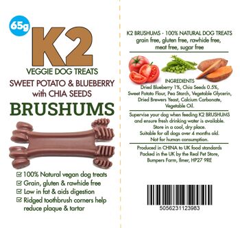 K2 Veggie Dog Friandises Brushums Patate Douce & Myrtille 65g 2