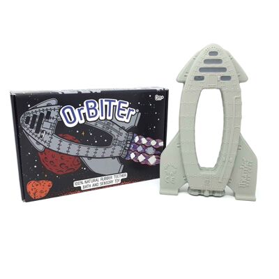 OrBITEr® natural rubber space themed teether toy (rocket)