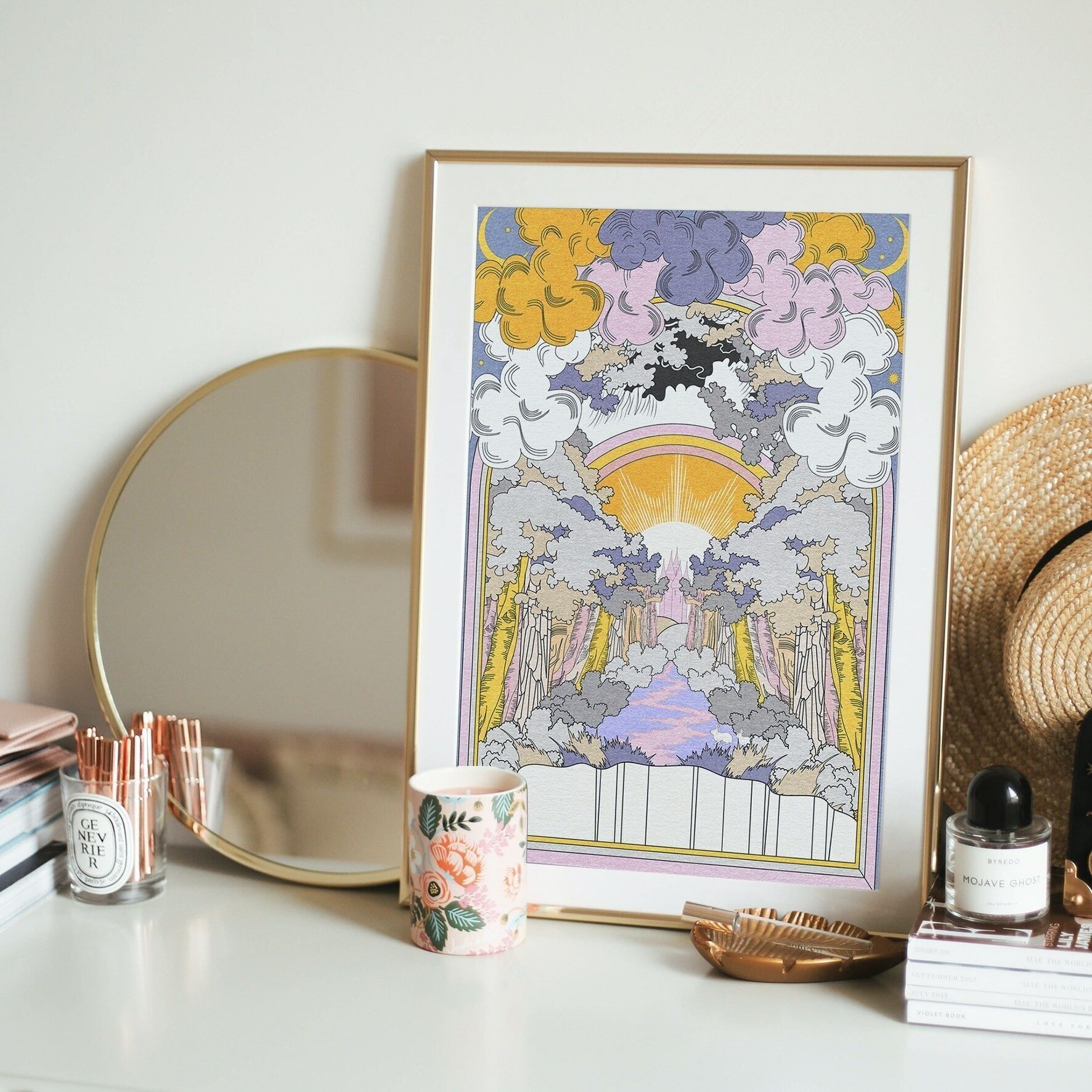 Bunny Land‘ Pastell-Retro-Stil-Kunstdruck