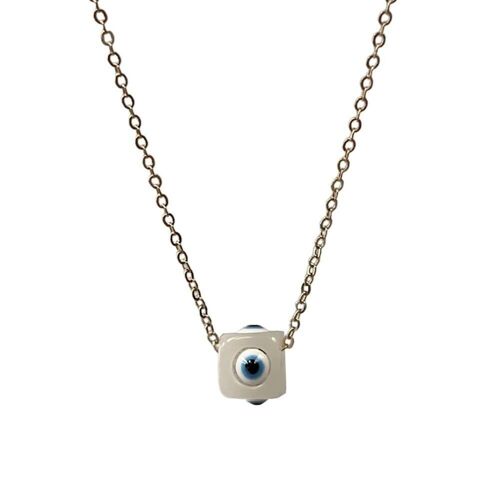 Evil Eye Pendant, Cube, White