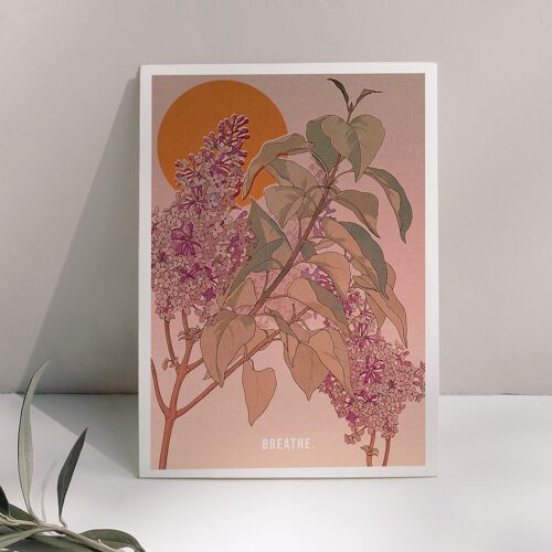 Breathe' Floral Vintage Retro Boho Style Art Print