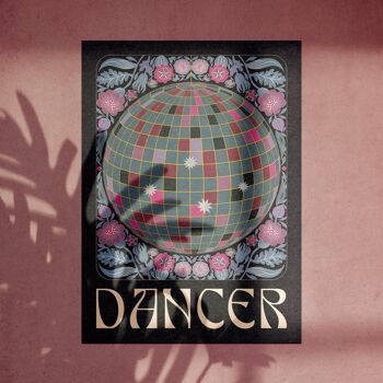 Typographie de boule disco de style tarot du danseur Impression artistique 4