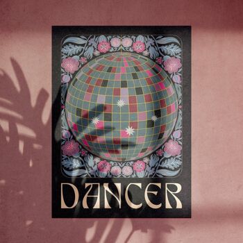 Typographie de boule disco de style tarot du danseur Impression artistique 5