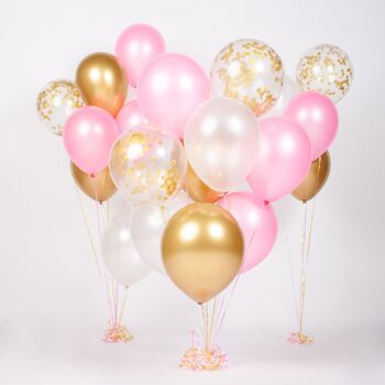 Fissaly® 40 Pièces Ballons en Latex Or, Blanc Crème, Rose et Confettis en Papier Doré avec Accessoires - Hélium - Décoration - Mariage & Mariage 2