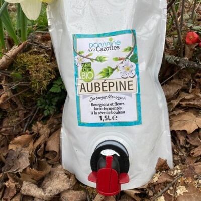Cubi Sève de bouleau lactée fermentée bourgeons & fleurs – Aubépine – 1,5L