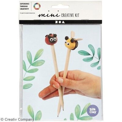 DIY Silk Clay modeling kit - Ladybug and bee pencils