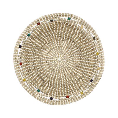 ROUND BASKET IN SEAGRASS AND WOODEN BEADS D37XH9CM MILOS