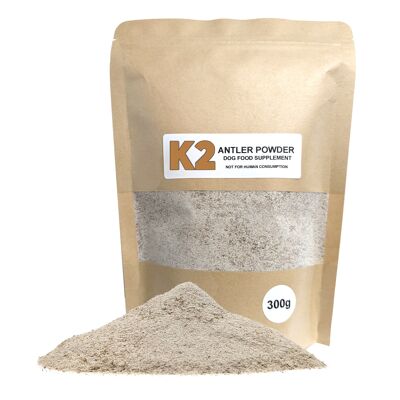 K2 Pure Antler Powder, natürliches Ergänzungsfuttermittel für Hunde, 300 g
