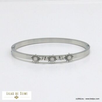 Bracelet jonc ouvrable gothique soleil strass acier 0221003 1