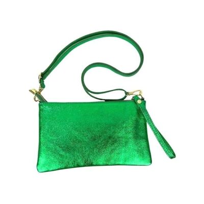 Compact Women's Leather Bag with Shiny Effect. Summer
