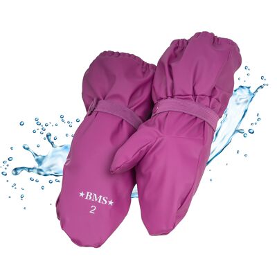 lined gloves for children - 100% waterproof - berry