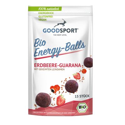 BIO Energyballs, fragola-guaranà, con semi di lino germogliati, 105g