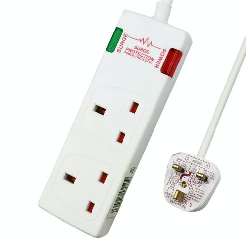 2 Gang Unswitched Surge-Protected Extension Lead 2m (KF-ESBD-2A/2M)