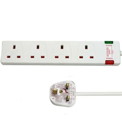 4 Gang Unswitched Surge-Protected Extension Lead 2m (KF-ESBD-4A/2M)